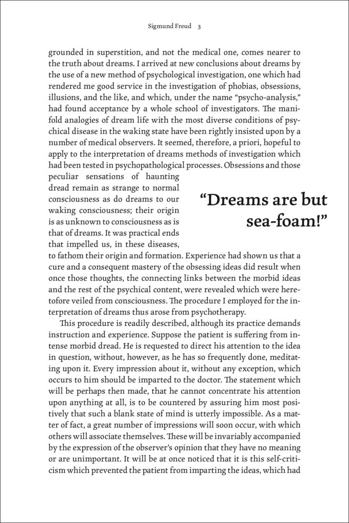 A sample page showing a pull quote. This pull quote is set in the same typeface as the main text and sticks into the outer margin slightly.